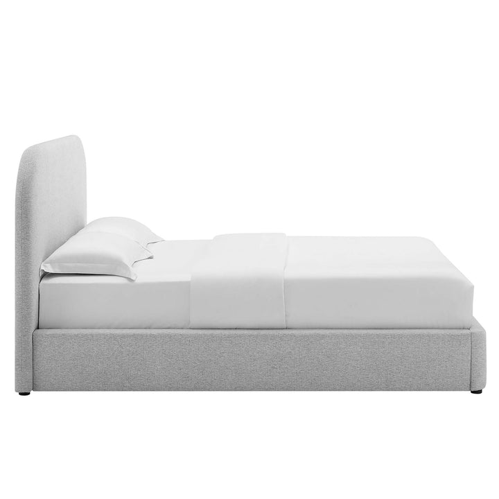 Keystone Upholstered Fabric Curved Queen Platform Bed