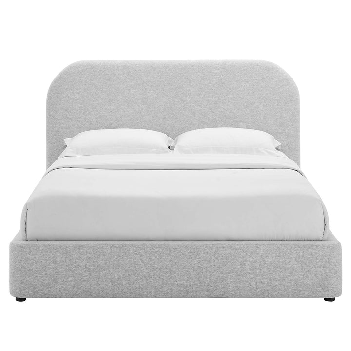 Keystone Upholstered Fabric Curved Queen Platform Bed