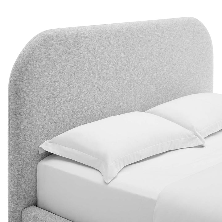 Keystone Upholstered Fabric Curved Queen Platform Bed