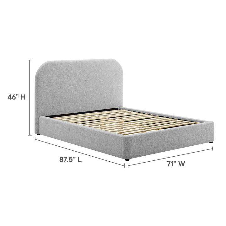 Keystone Upholstered Fabric Curved Queen Platform Bed