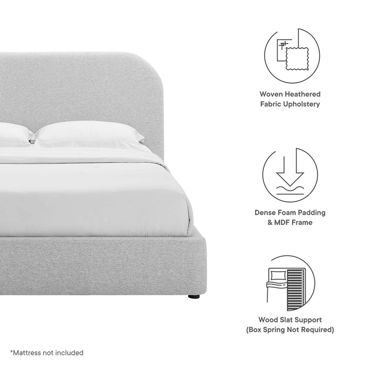 Keystone Upholstered Fabric Curved Queen Platform Bed
