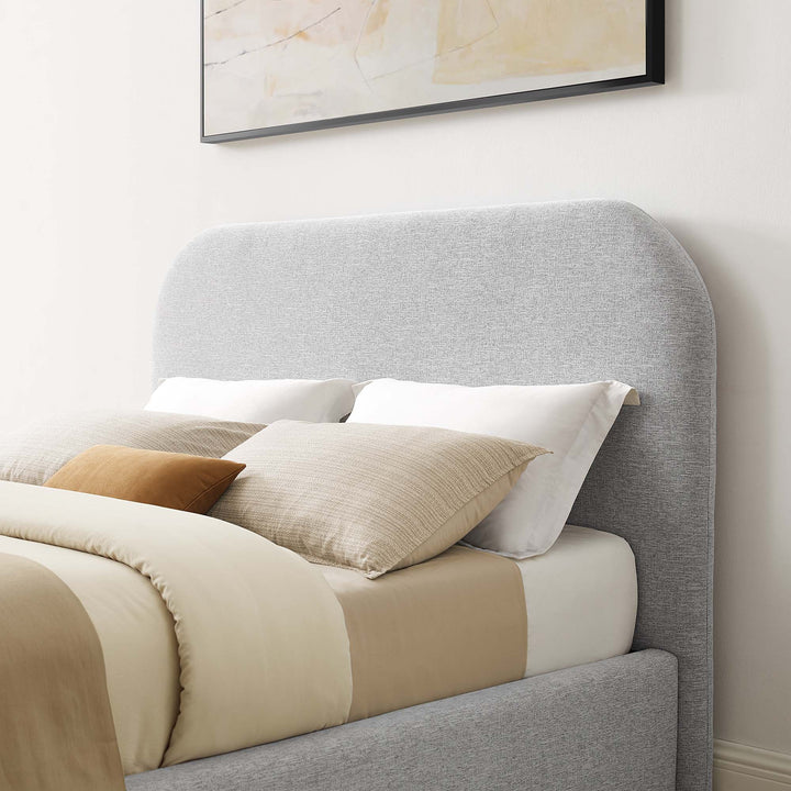 Keystone Upholstered Fabric Curved Queen Platform Bed