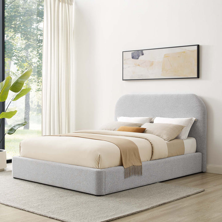 Keystone Upholstered Fabric Curved Queen Platform Bed
