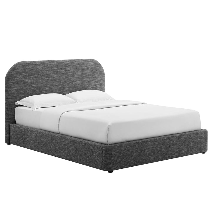 Keystone Upholstered Fabric Curved Queen Platform Bed