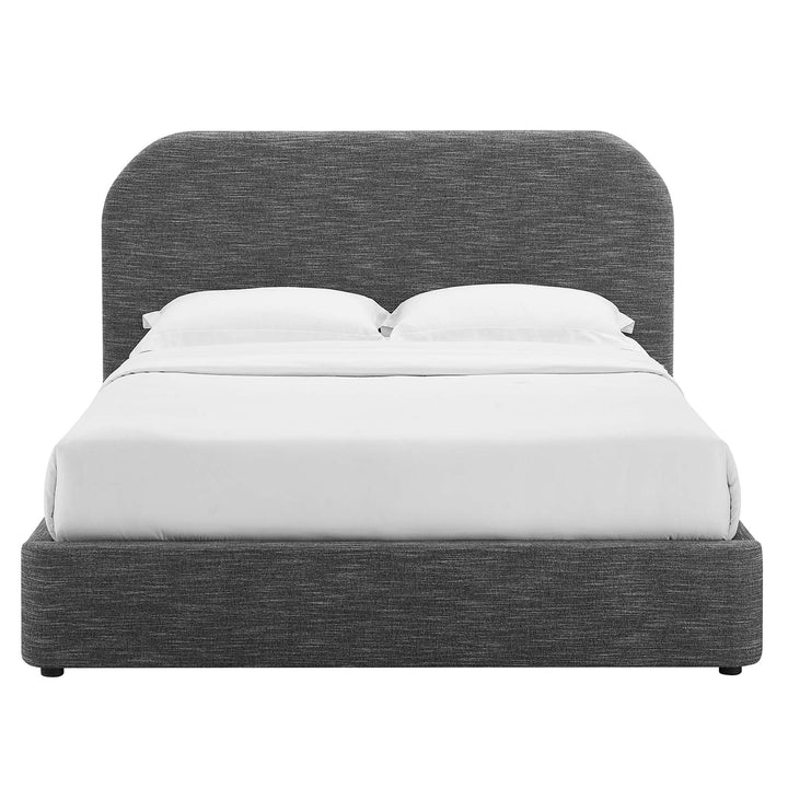 Keystone Upholstered Fabric Curved Queen Platform Bed