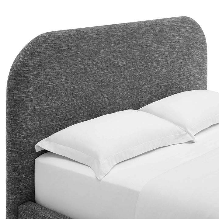 Keystone Upholstered Fabric Curved Queen Platform Bed