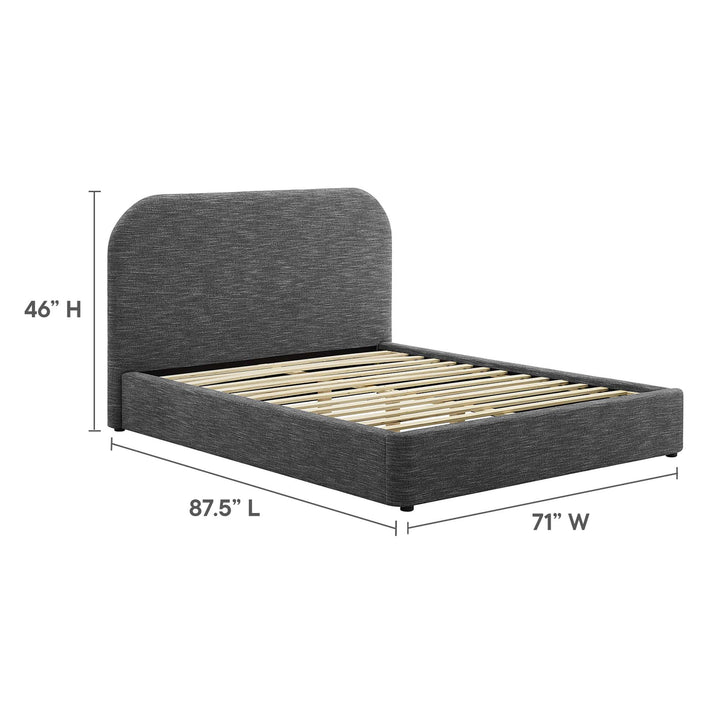 Keystone Upholstered Fabric Curved Queen Platform Bed