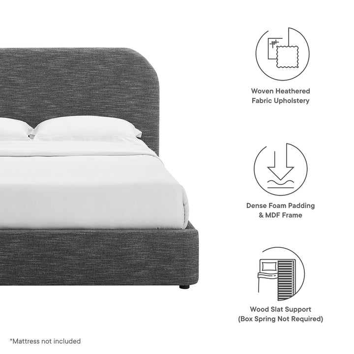 Keystone Upholstered Fabric Curved Queen Platform Bed