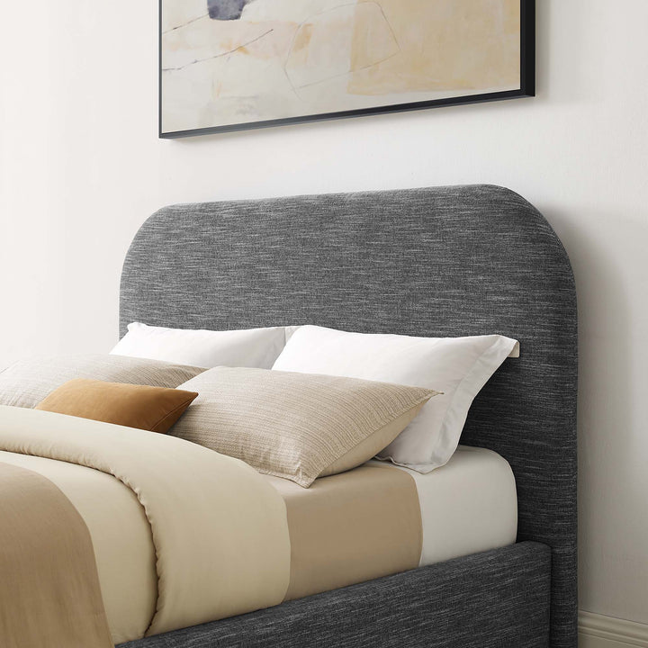 Keystone Upholstered Fabric Curved Queen Platform Bed