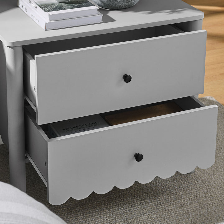 Elara Scalloped 2-Drawer Nightstand