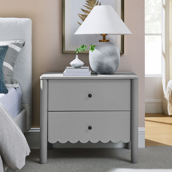 Elara Scalloped 2-Drawer Nightstand