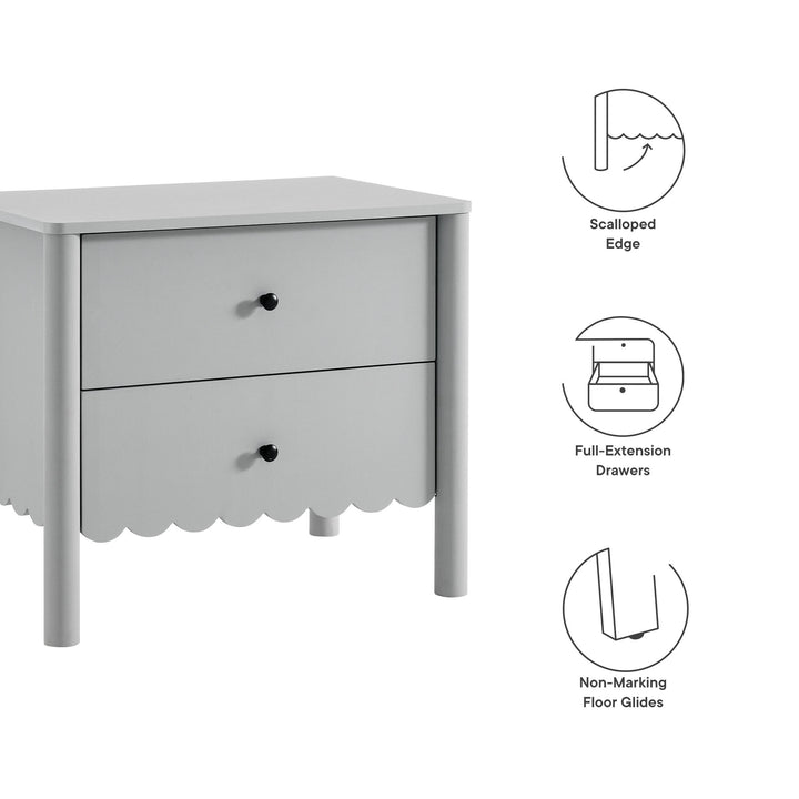 Elara Scalloped 2-Drawer Nightstand