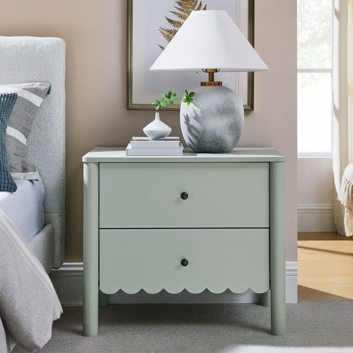 Elara Scalloped 2-Drawer Nightstand