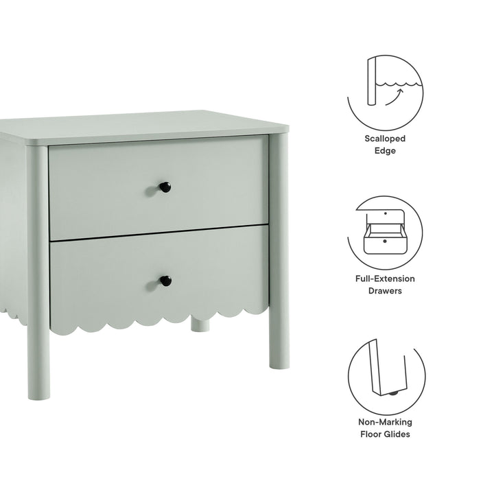 Elara Scalloped 2-Drawer Nightstand