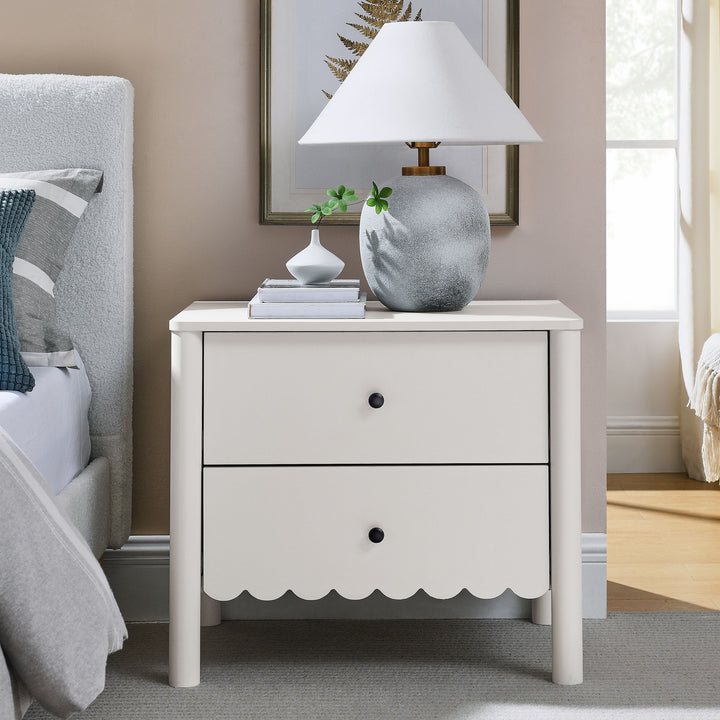 Elara Scalloped 2-Drawer Nightstand
