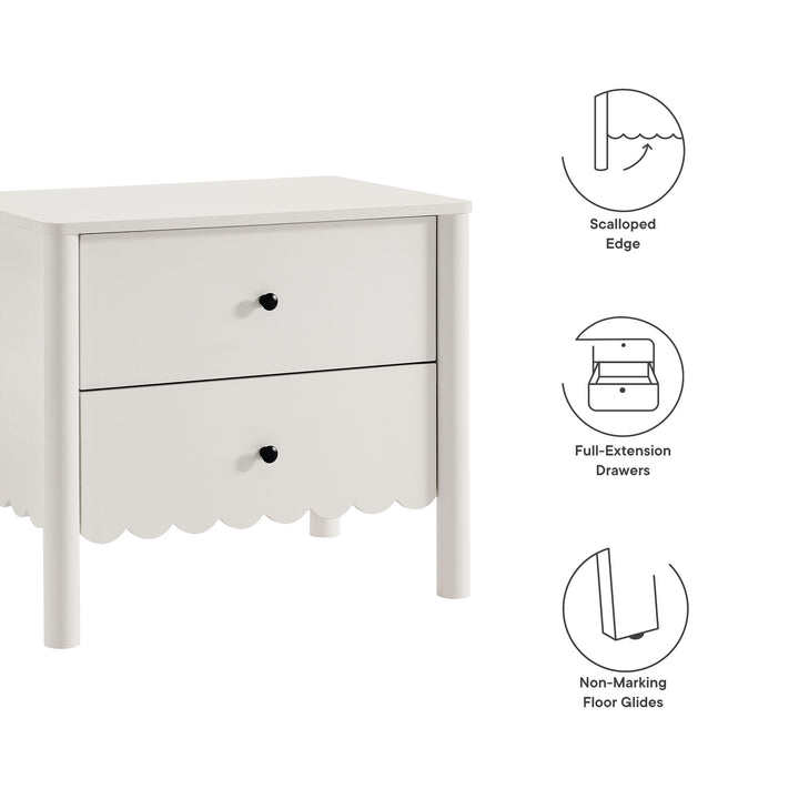 Elara Scalloped 2-Drawer Nightstand