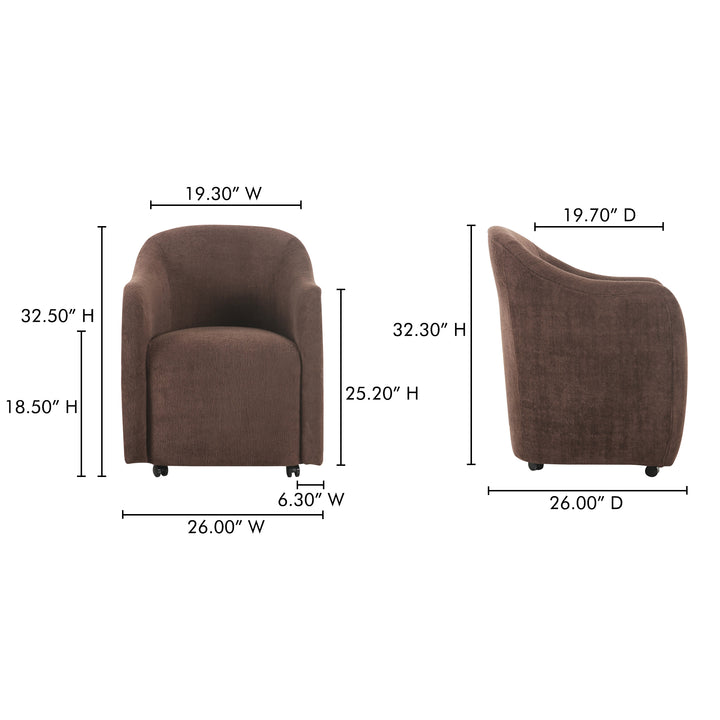ComfyCurve Rolling-Stationary Dining Chair