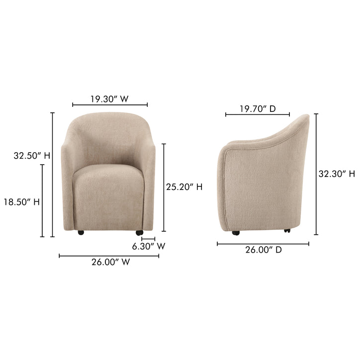 ComfyCurve Rolling-Stationary Dining Chair