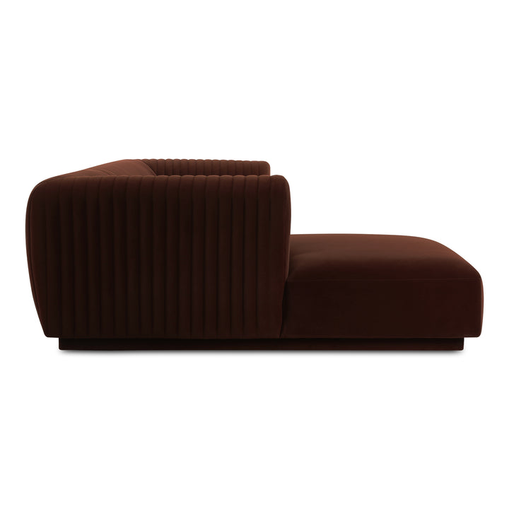 Modern Velvet Channel-Detailed Lounger