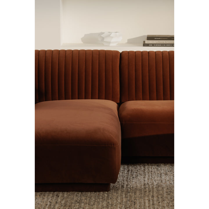 Modern Velvet Channel-Detailed Lounger