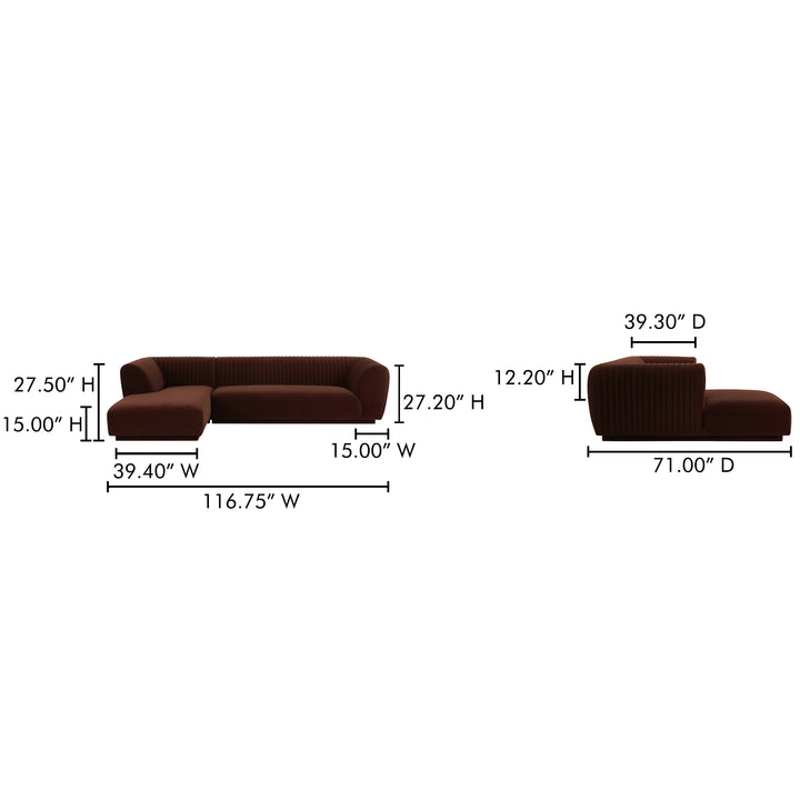 Modern Velvet Channel-Detailed Lounger