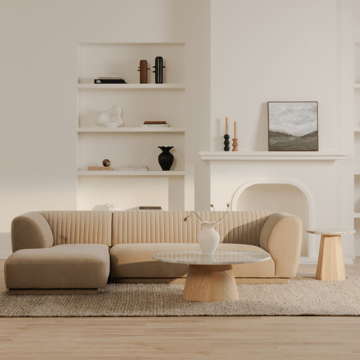 Modern Velvet Channel-Detailed Lounger