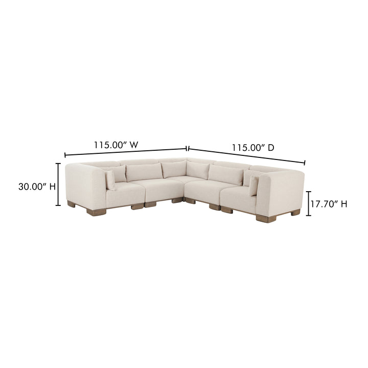 Versatile Oak Veneer L-Shaped Modular Sofa System