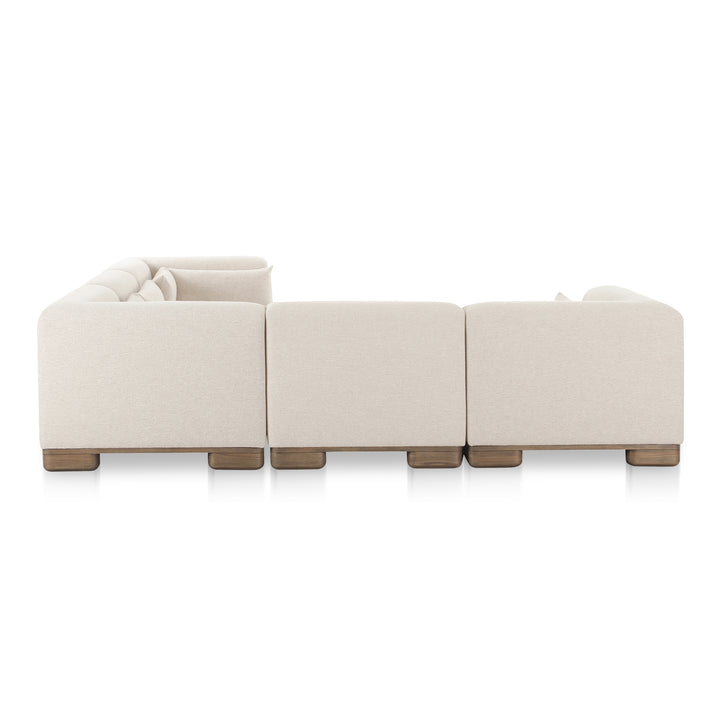 Versatile Oak Veneer L-Shaped Modular Sofa System