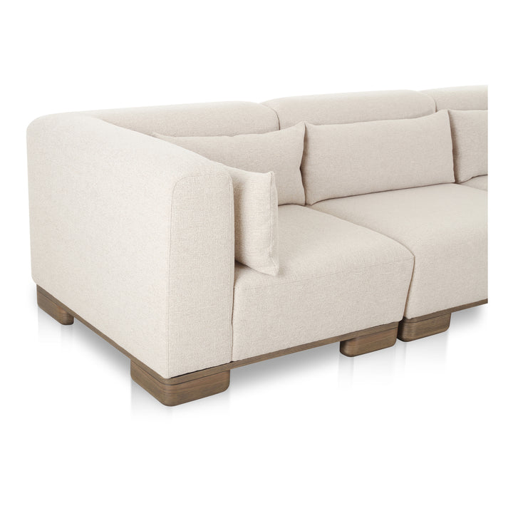 Versatile Oak Veneer L-Shaped Modular Sofa System