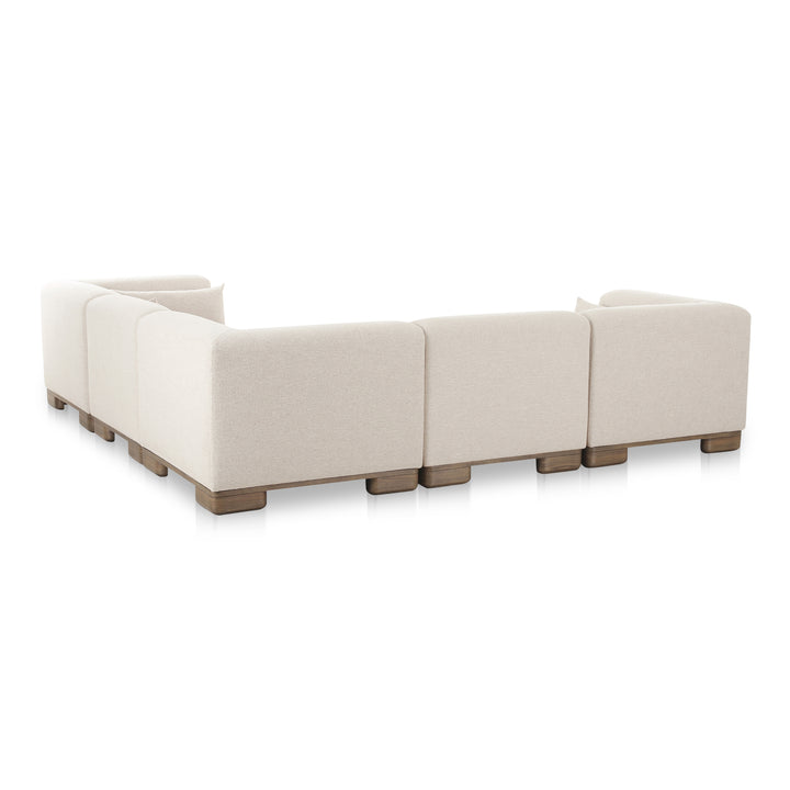 Versatile Oak Veneer L-Shaped Modular Sofa System