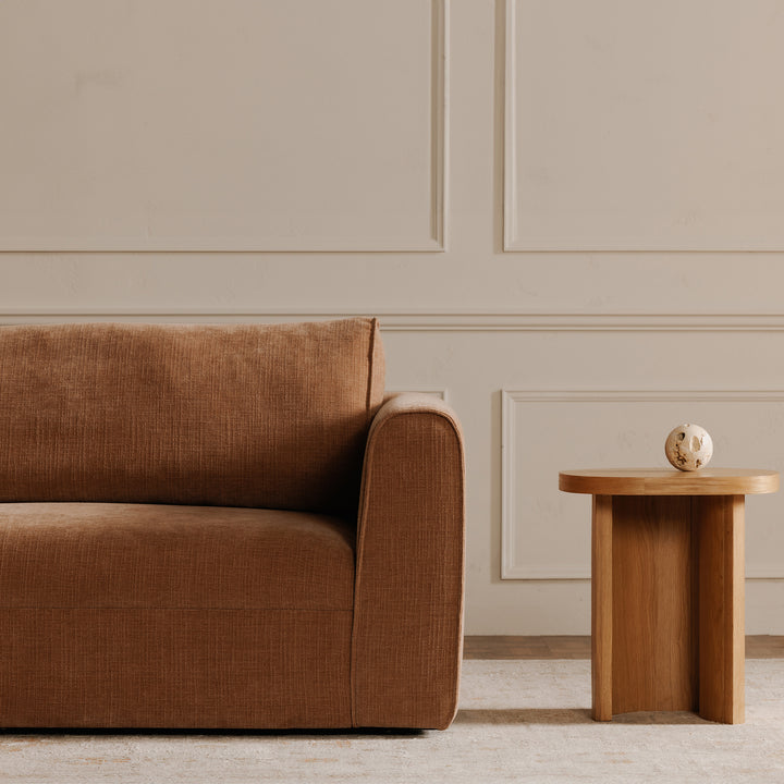 Modern Angled Wide Chaise Sofa with Chenille Upholstery