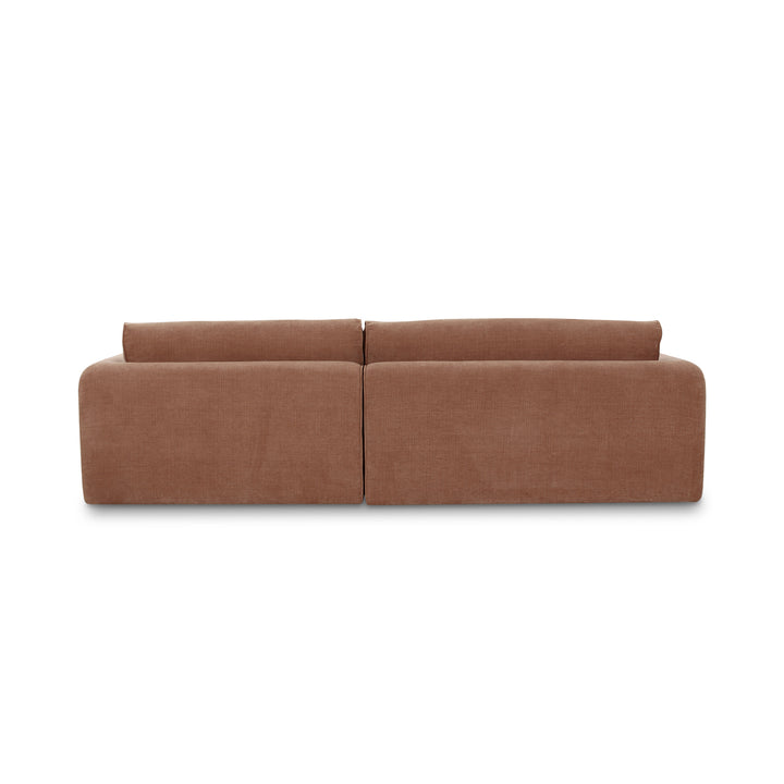 Modern Angled Wide Chaise Sofa with Chenille Upholstery