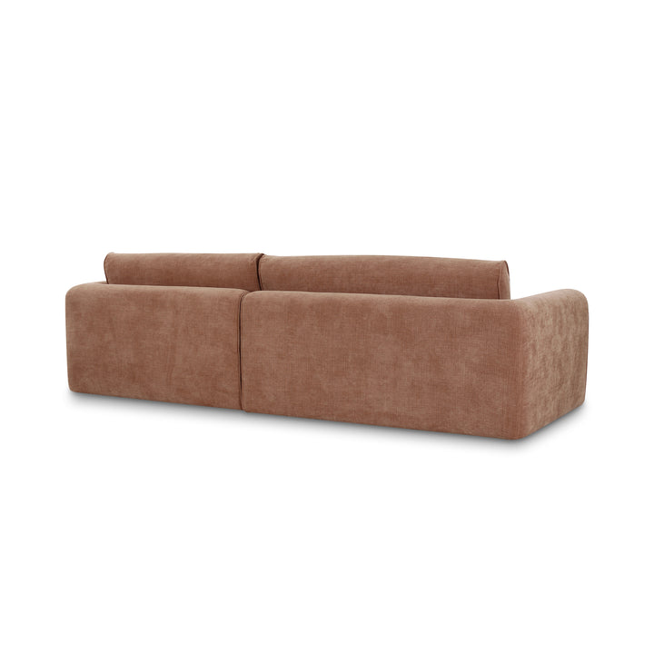 Modern Angled Wide Chaise Sofa with Chenille Upholstery