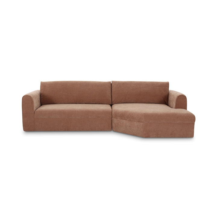 Modern Angled Wide Chaise Sofa with Chenille Upholstery