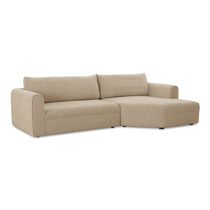 Modern Angled Wide Chaise Sofa with Chenille Upholstery