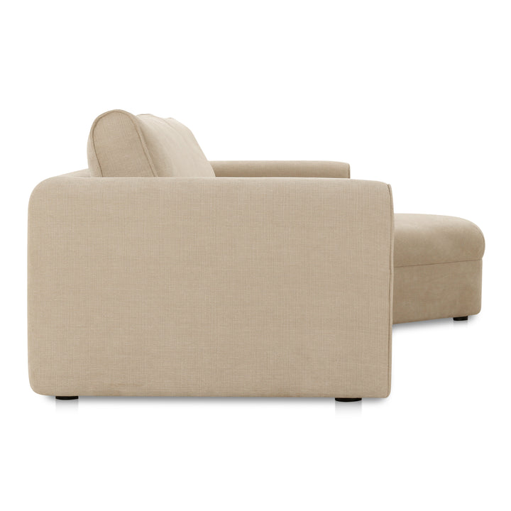 Modern Angled Wide Chaise Sofa with Chenille Upholstery