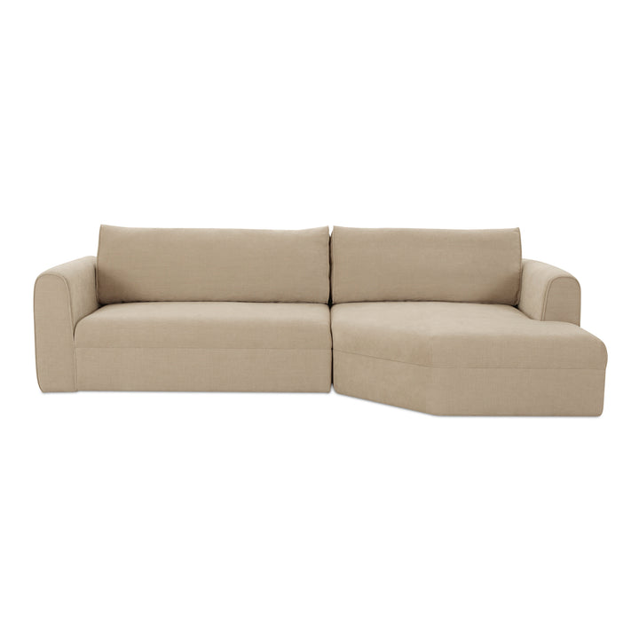 Modern Angled Wide Chaise Sofa with Chenille Upholstery