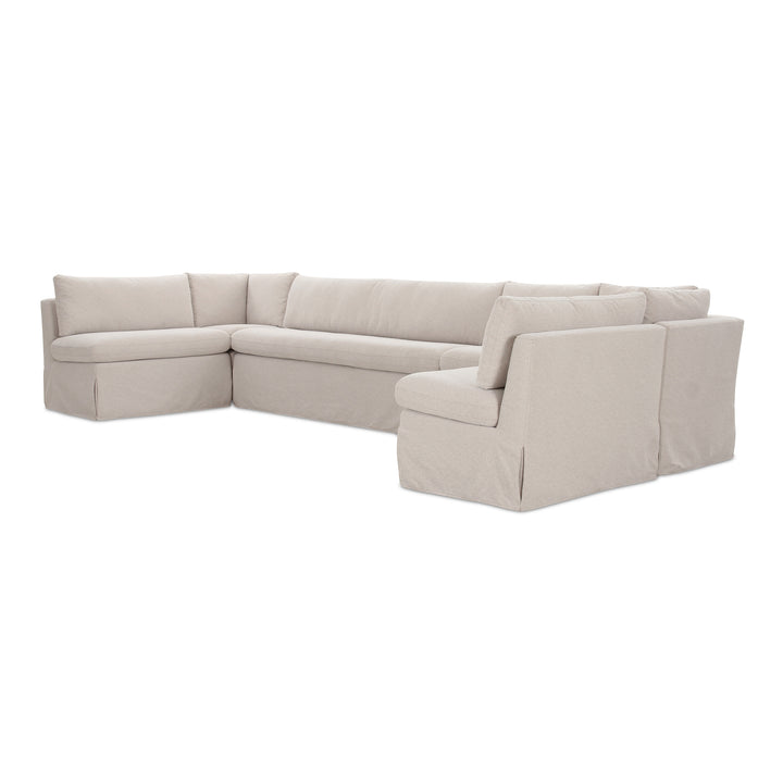 Modern U-Shape Dining Banquette with Inverted Pleat Slipcover