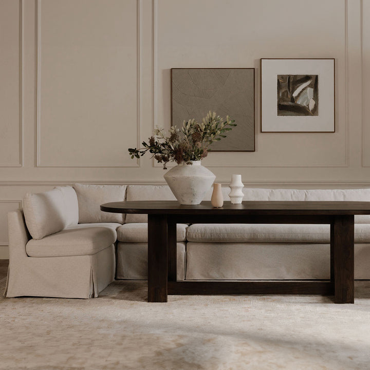 Modern Chic L-Shape Dining Banquette with Washable Slipcover