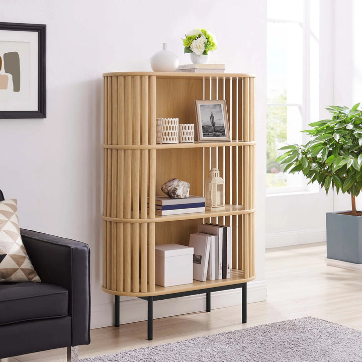 Bayla Three Tier Display Cabinet Oak