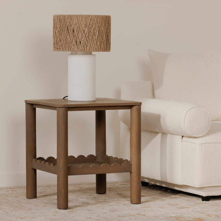 Earthbound Illumination: Woven Iron Table Lamp