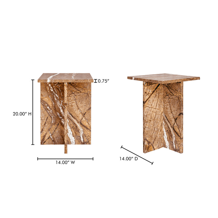 Nature's Canvas Accent Table in Exotic Rainforest Marble