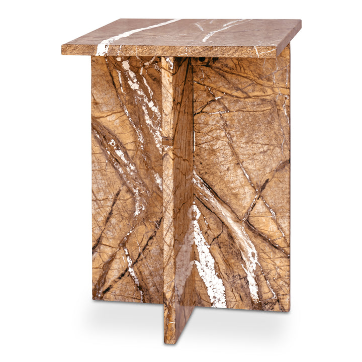 Nature's Canvas Accent Table in Exotic Rainforest Marble
