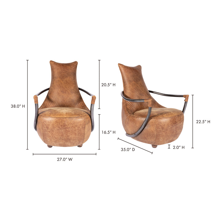 Vintage-Industrial Distressed Leather Club Chair