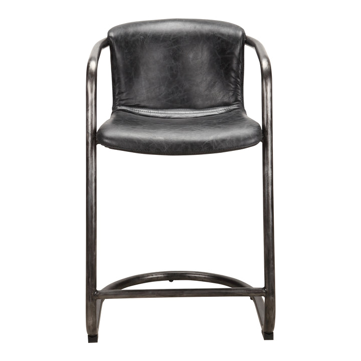 Dual-Tone Leather & Iron Counter Stools