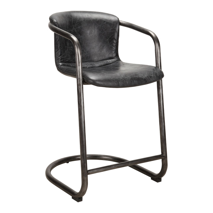 Dual-Tone Leather & Iron Counter Stools