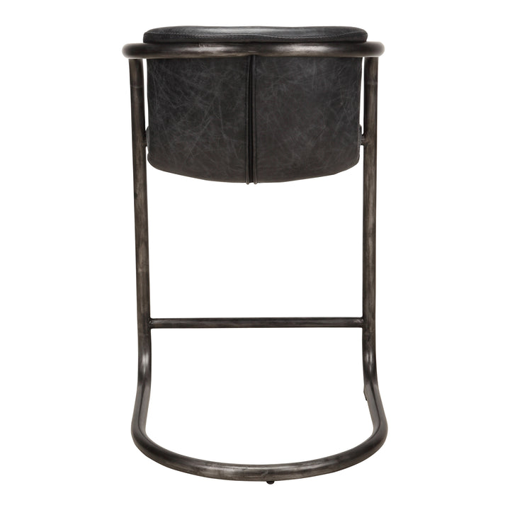 Dual-Tone Leather & Iron Counter Stools