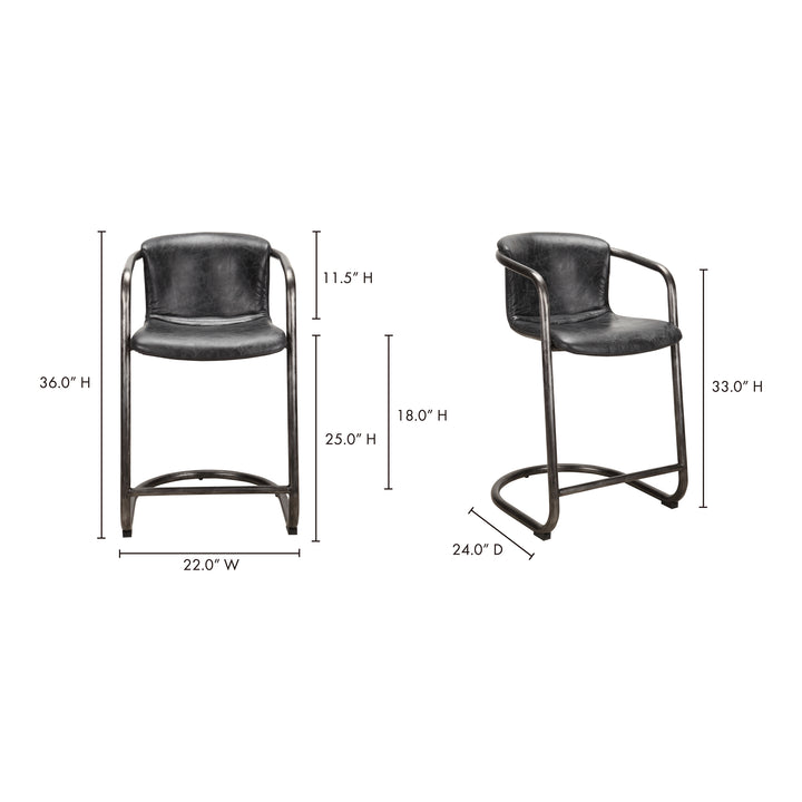 Dual-Tone Leather & Iron Counter Stools