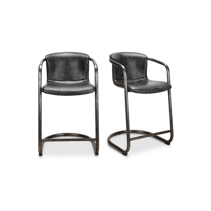 Dual-Tone Leather & Iron Counter Stools