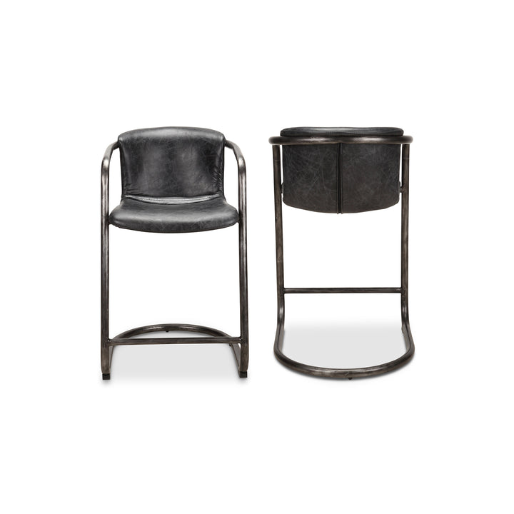 Dual-Tone Leather & Iron Counter Stools